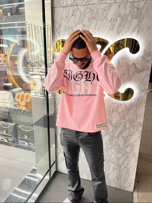 PINK & WHITE ANGELS BRING ABUNDANCE LONG SLEEVE TEE